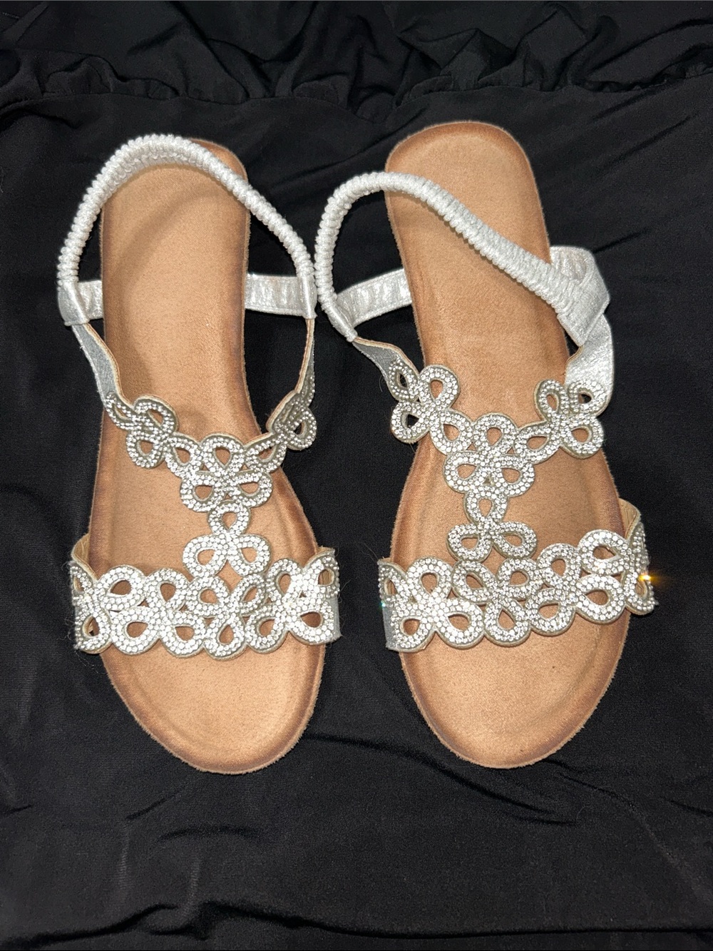 Sparkling Silver Beaded Women's Slingback Sandals
